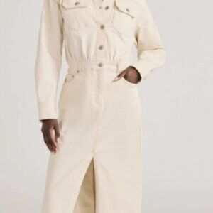 Scoop Women's Denim Shirt Dress – White, Size M (8-10)